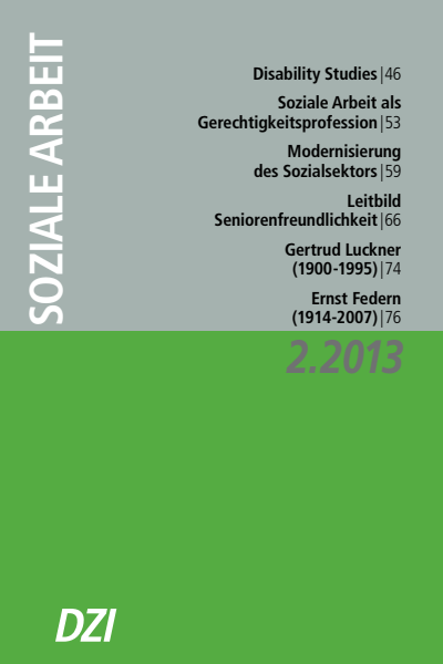 Cover der Ausgabe: Soziale Arbeit Jahrgang 62 (2013), Heft 2