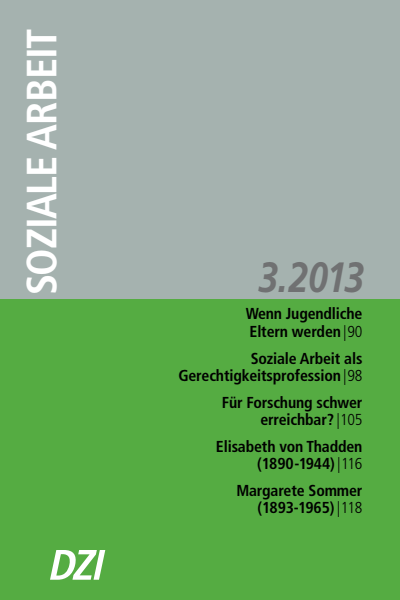 Cover der Ausgabe: Soziale Arbeit Jahrgang 62 (2013), Heft 3