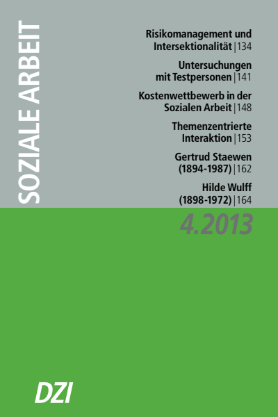 Cover der Ausgabe: Soziale Arbeit Jahrgang 62 (2013), Heft 4