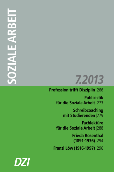 Cover der Ausgabe: Soziale Arbeit Jahrgang 62 (2013), Heft 7