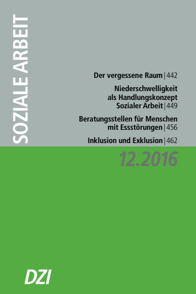 Cover der Ausgabe: Soziale Arbeit Jahrgang 65 (2016), Heft 12