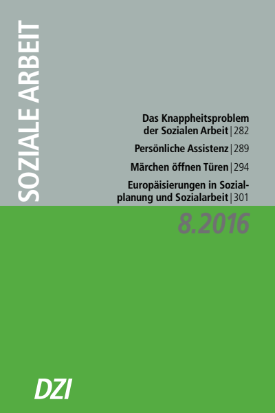 Cover der Ausgabe: Soziale Arbeit Jahrgang 65 (2016), Heft 8