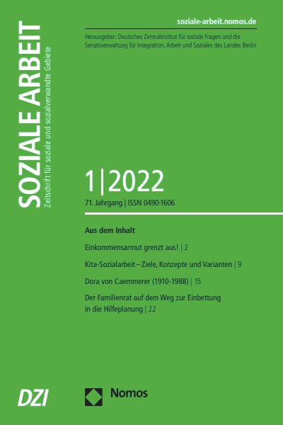 Cover der Ausgabe: Soziale Arbeit Jahrgang 71 (2022), Heft 1