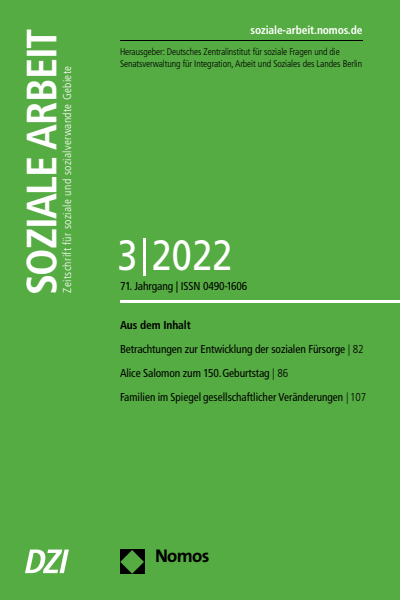 Cover der Ausgabe: Soziale Arbeit Jahrgang 71 (2022), Heft 3