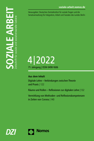 Cover der Ausgabe: Soziale Arbeit Jahrgang 71 (2022), Heft 4
