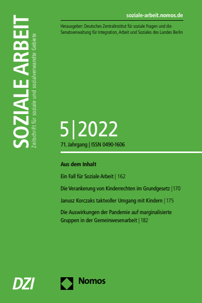 Cover der Ausgabe: Soziale Arbeit Jahrgang 71 (2022), Heft 5
