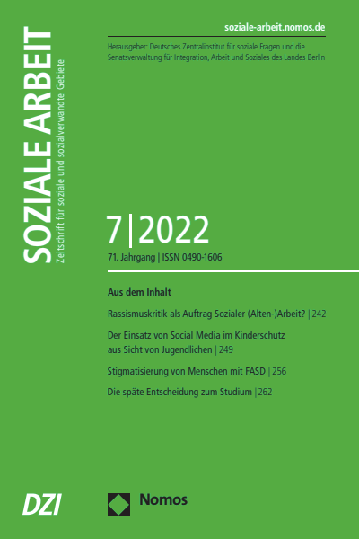 Cover der Ausgabe: Soziale Arbeit Jahrgang 71 (2022), Heft 7