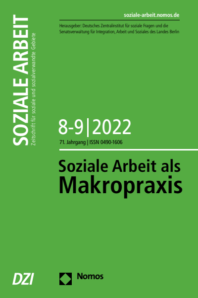 Cover der Ausgabe: Soziale Arbeit Jahrgang 71 (2022), Heft 8-9