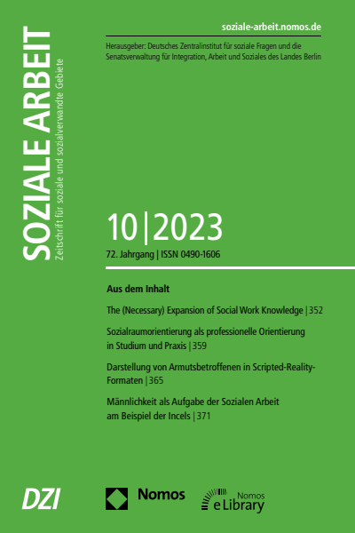 Cover der Ausgabe: Soziale Arbeit Jahrgang 72 (2023), Heft 10