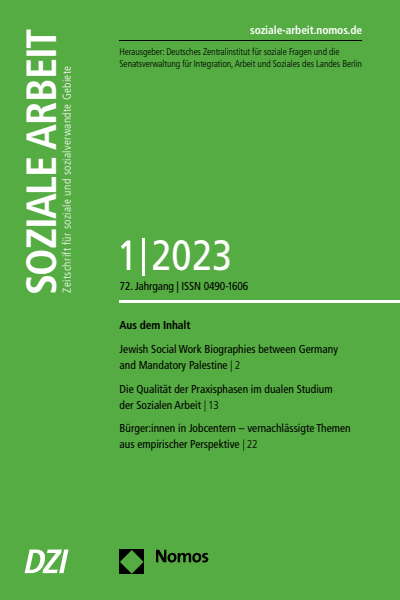 Cover der Ausgabe: Soziale Arbeit Jahrgang 72 (2023), Heft 1
