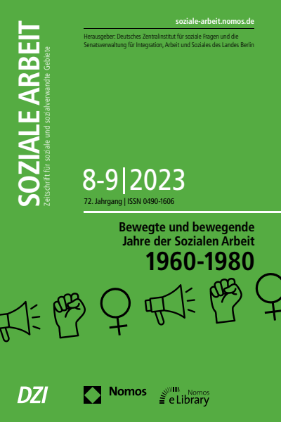Cover der Ausgabe: Soziale Arbeit Jahrgang 72 (2023), Heft 8-9