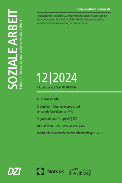 Cover der Ausgabe: Soziale Arbeit Jahrgang 73 (2024), Heft 12