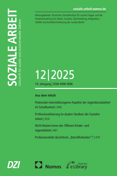 Cover der Ausgabe: Soziale Arbeit Jahrgang 74 (2025), Heft 12
