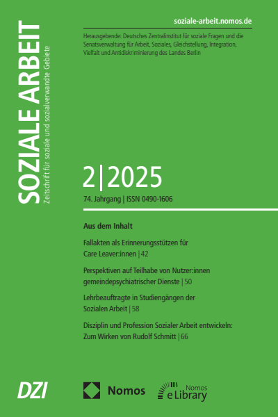 Cover der Ausgabe: Soziale Arbeit Jahrgang 74 (2025), Heft 2