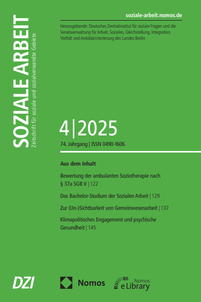 Cover der Ausgabe: Soziale Arbeit Jahrgang 74 (2025), Heft 4