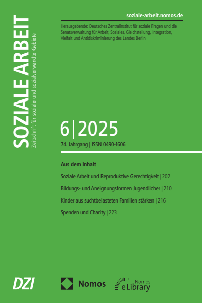 Cover der Ausgabe: Soziale Arbeit Jahrgang 74 (2025), Heft 6