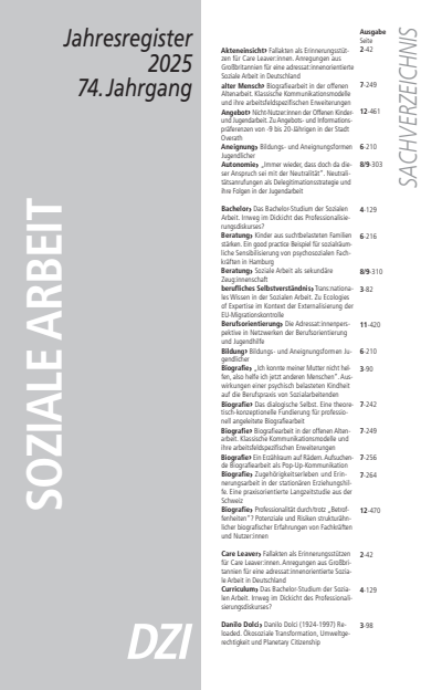 Cover der Ausgabe: Soziale Arbeit Jahrgang 74 (2025), Heft 
