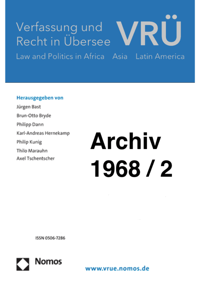 Cover of Volume: VRÜ Verfassung und Recht in Übersee Volume 1 (1968), Edition 2