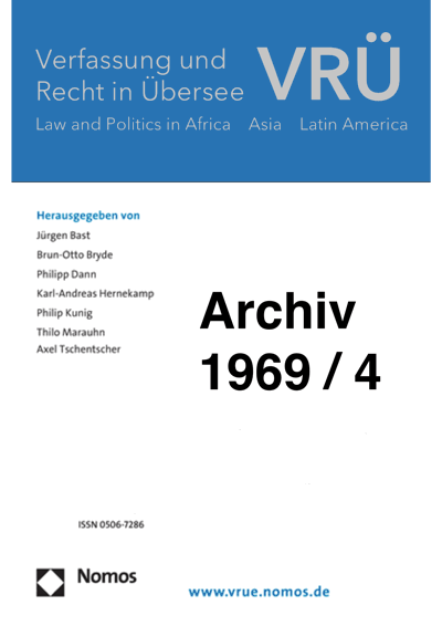 Cover of Volume: VRÜ Verfassung und Recht in Übersee Volume 2 (1969), Edition 4