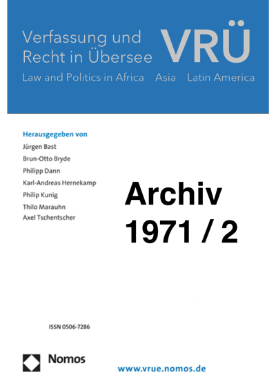 Cover of Volume: VRÜ Verfassung und Recht in Übersee Volume 4 (1971), Edition 2
