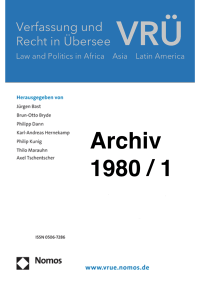Cover of Volume: VRÜ Verfassung und Recht in Übersee Volume 13 (1980), Edition 1