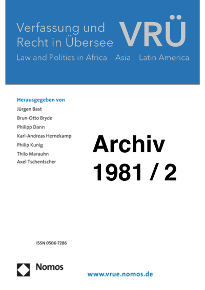 Cover of Volume: VRÜ Verfassung und Recht in Übersee Volume 14 (1981), Edition 2