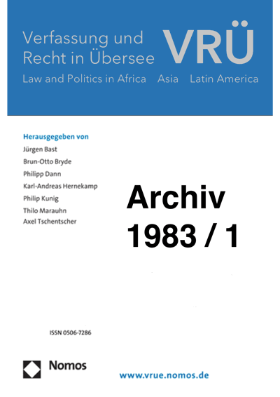 Cover of Volume: VRÜ Verfassung und Recht in Übersee Volume 16 (1983), Edition 1