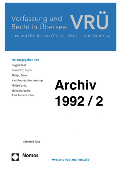 Cover of Volume: VRÜ Verfassung und Recht in Übersee Volume 25 (1992), Edition 2