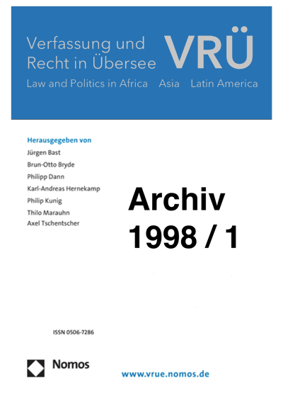 Cover of Volume: VRÜ Verfassung und Recht in Übersee Volume 31 (1998), Edition 1
