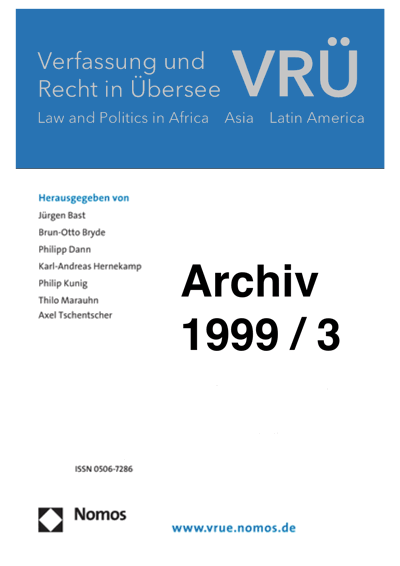 Cover of Volume: VRÜ Verfassung und Recht in Übersee Volume 32 (1999), Edition 3