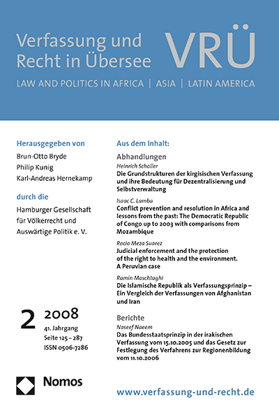 Cover of Volume: VRÜ Verfassung und Recht in Übersee Volume 41 (2008), Edition 2