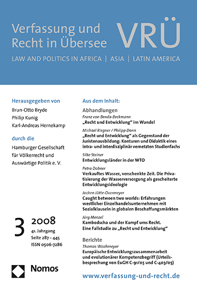 Cover of Volume: VRÜ Verfassung und Recht in Übersee Volume 41 (2008), Edition 3