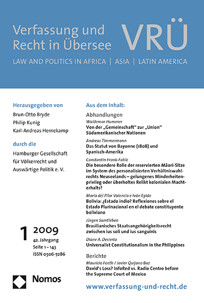 Cover of Volume: VRÜ Verfassung und Recht in Übersee Volume 42 (2009), Edition 1