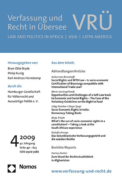 Cover of Volume: VRÜ Verfassung und Recht in Übersee Volume 42 (2009), Edition 4