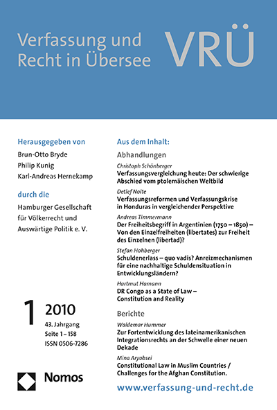 Cover of Volume: VRÜ Verfassung und Recht in Übersee Volume 43 (2010), Edition 1
