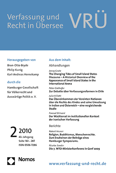 Cover of Volume: VRÜ Verfassung und Recht in Übersee Volume 43 (2010), Edition 2