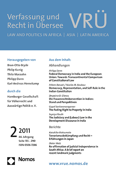 Cover of Volume: VRÜ Verfassung und Recht in Übersee Volume 44 (2011), Edition 2