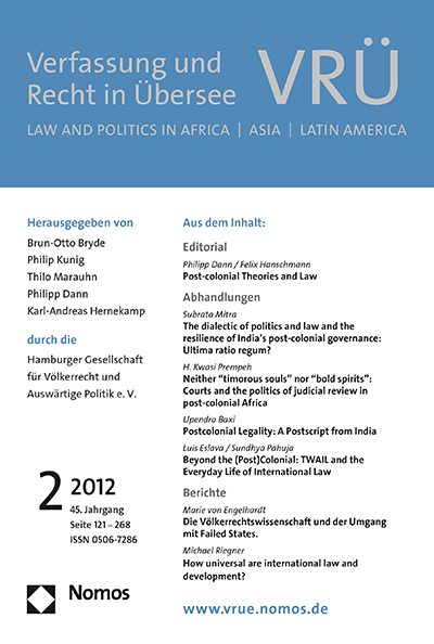 Cover of Volume: VRÜ Verfassung und Recht in Übersee Volume 45 (2012), Edition 2