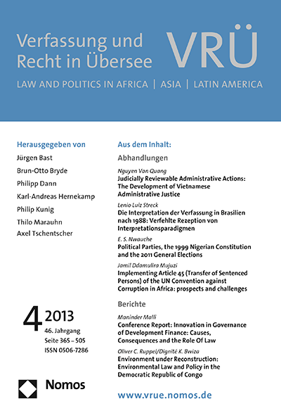 Cover of Volume: VRÜ Verfassung und Recht in Übersee Volume 46 (2013), Edition 4
