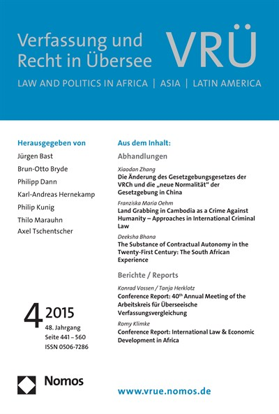 Cover of Volume: VRÜ Verfassung und Recht in Übersee Volume 48 (2015), Edition 4