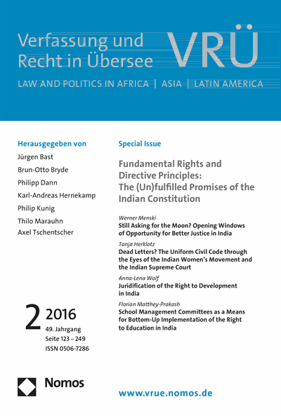 Cover of Volume: VRÜ Verfassung und Recht in Übersee Volume 49 (2016), Edition 2