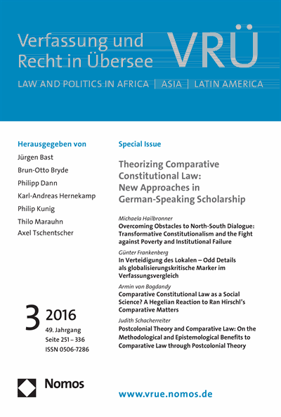 Cover of Volume: VRÜ Verfassung und Recht in Übersee Volume 49 (2016), Edition 3