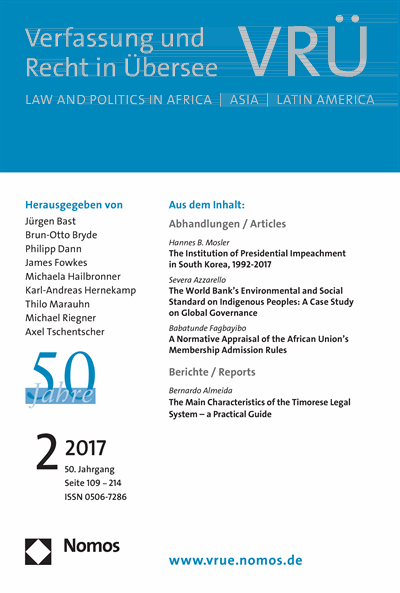 Cover of Volume: VRÜ Verfassung und Recht in Übersee Volume 50 (2017), Edition 2