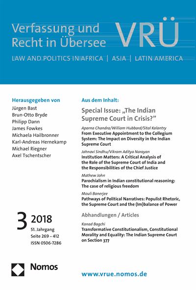 Cover of Volume: VRÜ Verfassung und Recht in Übersee Volume 51 (2018), Edition 3