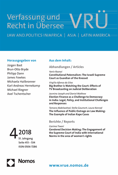 Cover of Volume: VRÜ Verfassung und Recht in Übersee Volume 51 (2018), Edition 4