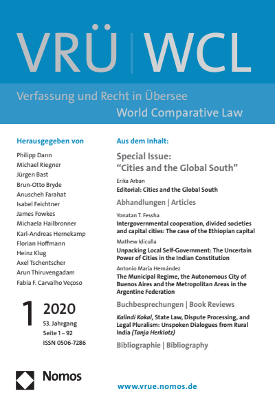 Cover of Volume: VRÜ Verfassung und Recht in Übersee Volume 53 (2020), Edition 1