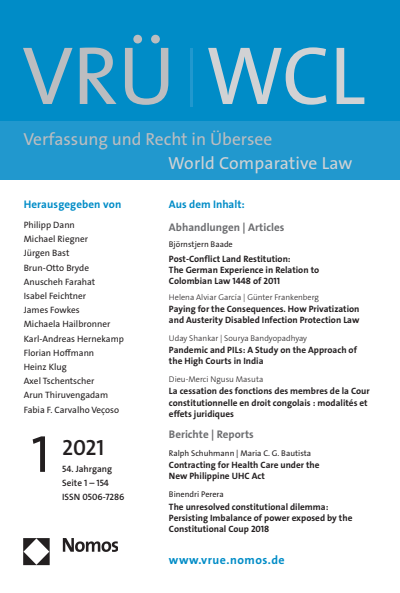 Cover of Volume: VRÜ Verfassung und Recht in Übersee Volume 54 (2021), Edition 1