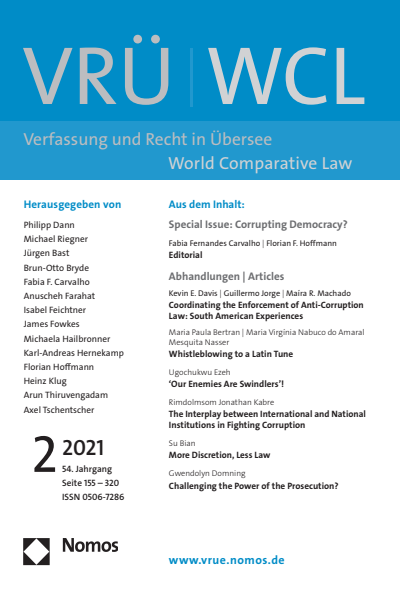 Cover of Volume: VRÜ Verfassung und Recht in Übersee Volume 54 (2021), Edition 2