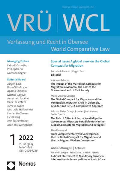 Cover of Volume: VRÜ Verfassung und Recht in Übersee Volume 55 (2022), Edition 1