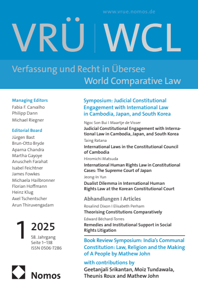 Cover der Ausgabe: VRÜ Verfassung und Recht in Übersee Jahrgang 58 (2025), Heft 1